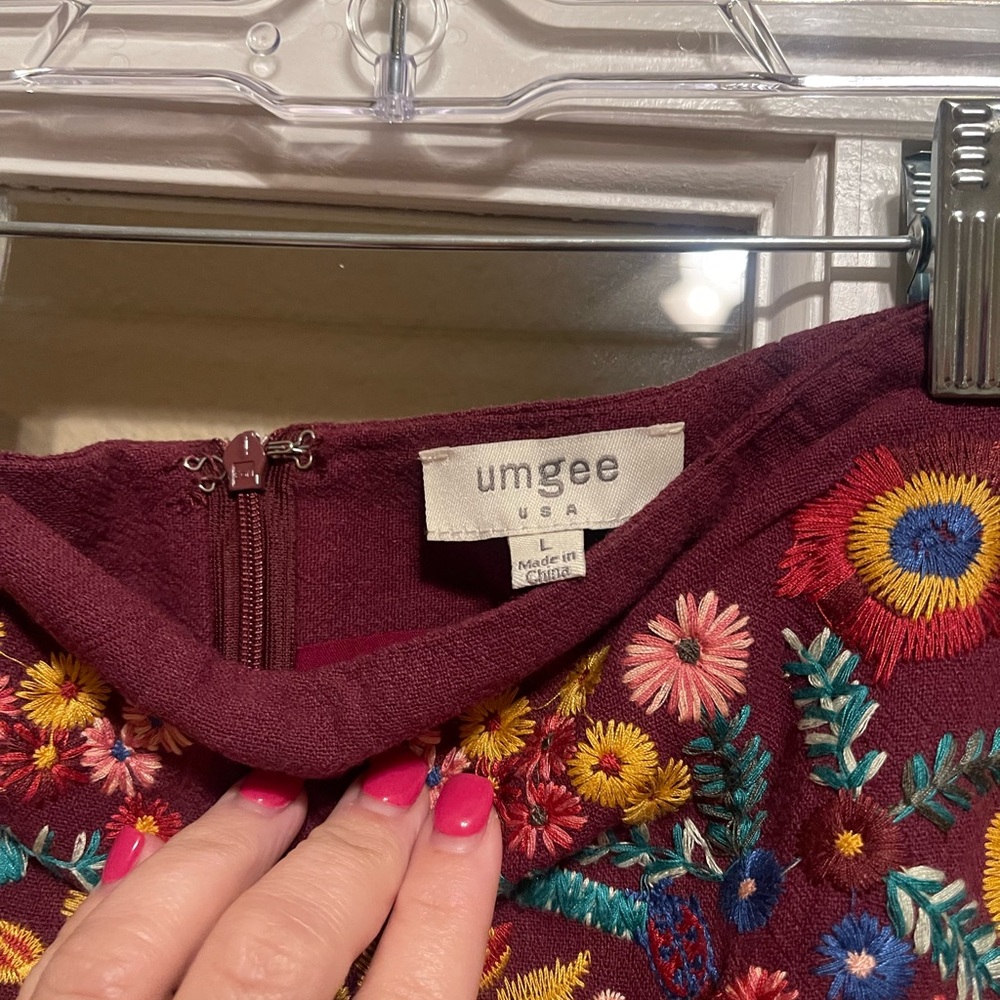 Umgee Multicolor Embroidered Mini Skirt - Picture 2 of 3